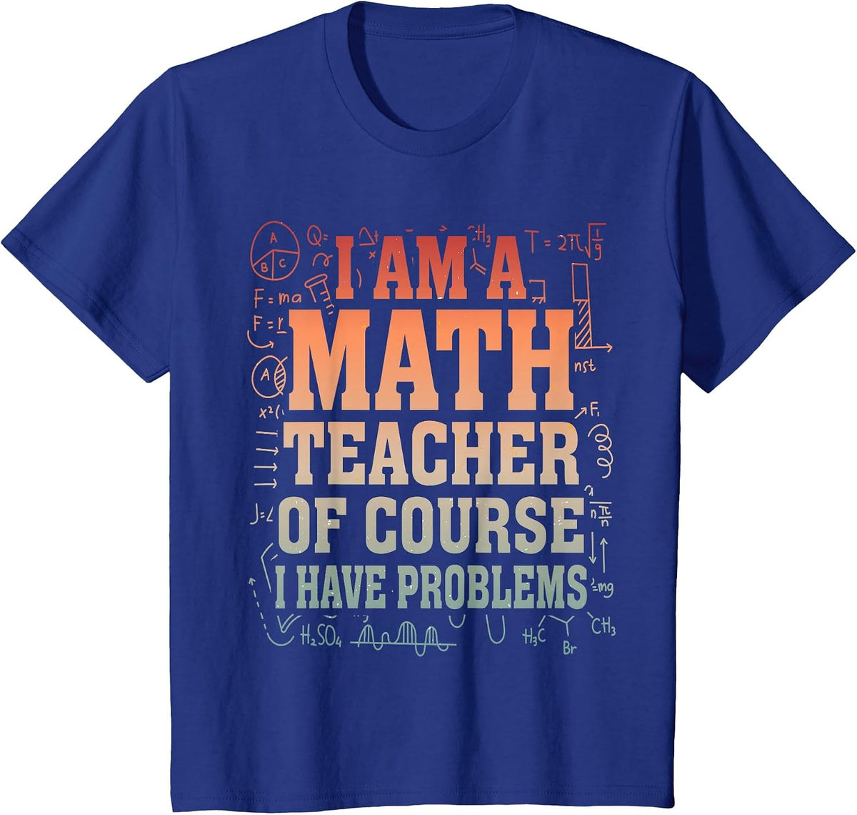 Math Teacher Humor Pi Number Symbol Funny Vintage Mathematic T-Shirt - Royal Blue