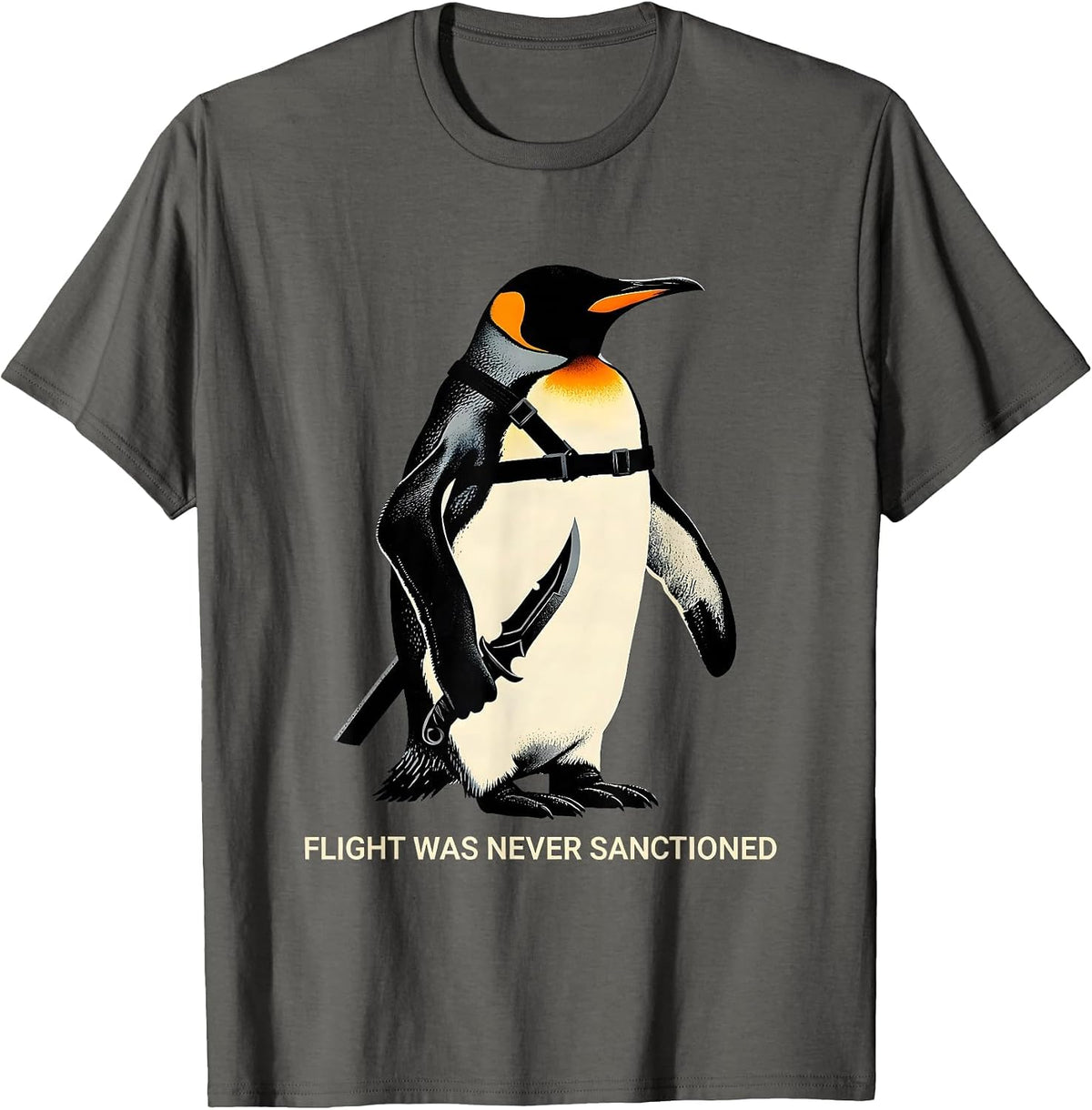 Men's Flight Was Never Sanctioned Funny Tactical Penguin Martial T-Shirt - Asphalt Grey