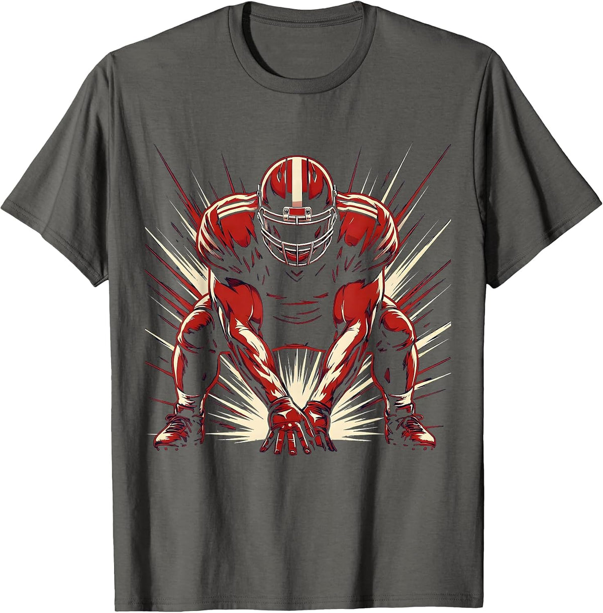 Men's Lineman Three-Point Stance Football Graphic T-Shirt - Asphalt Grey