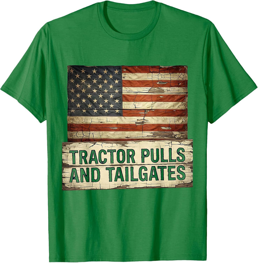 Men's Tractor Pulls and Tailgates Country Life Design T-Shirt - Kelly Green