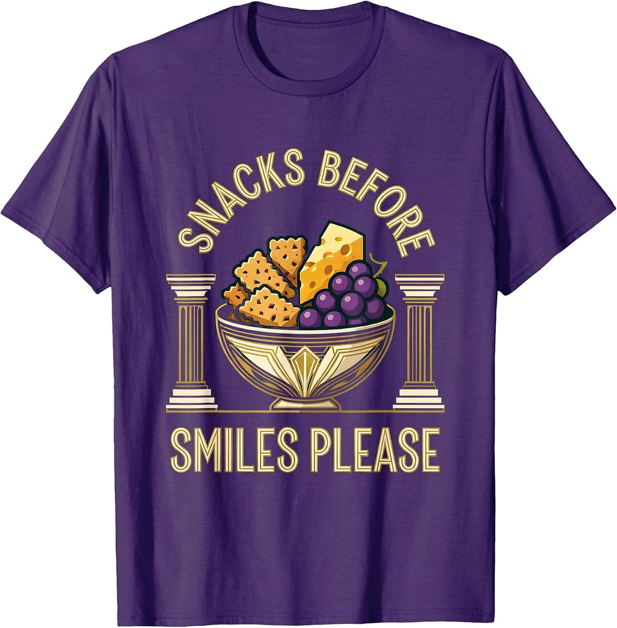 Men's Snacks Before Smiles Please Funny Design T-Shirt - Purple