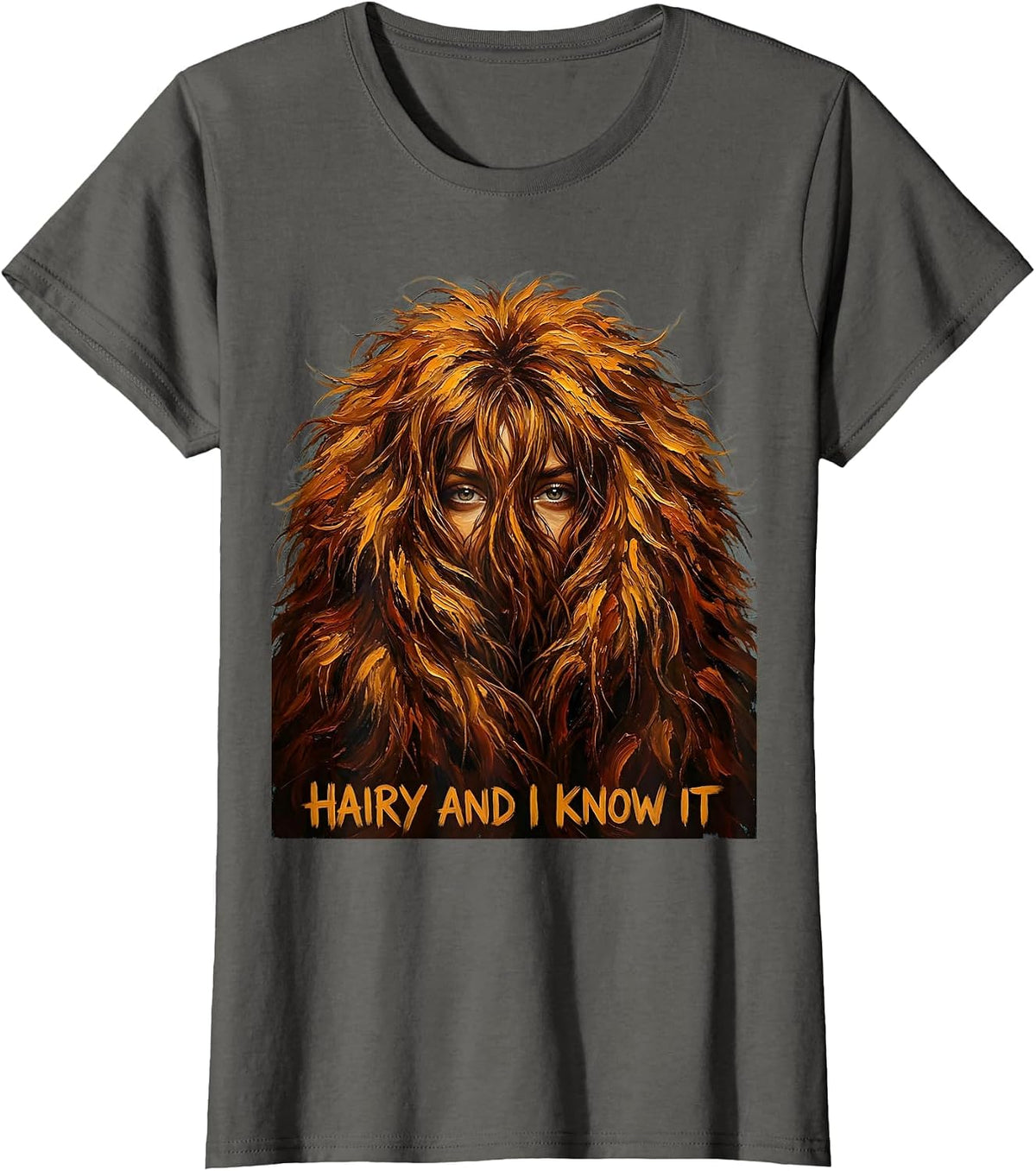 Women's Hairy and I Know It Highland Cow Design T-Shirt - Asphalt Grey