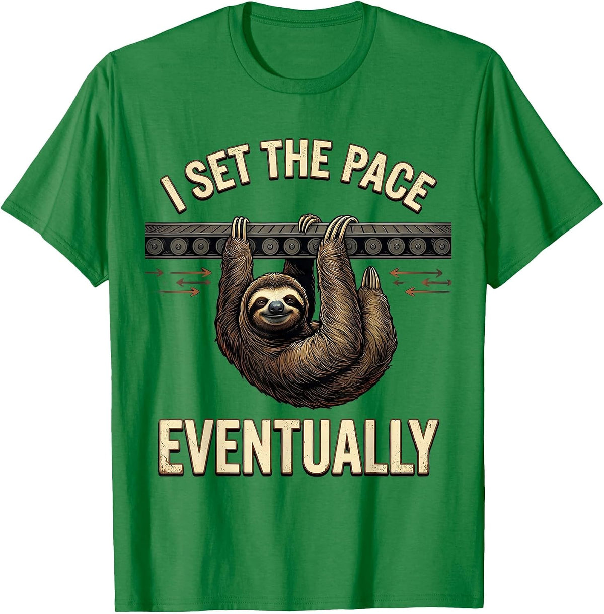 Men's I Set The Pace Eventually Funny Sloth Lover Humor T-Shirt - Kelly Green