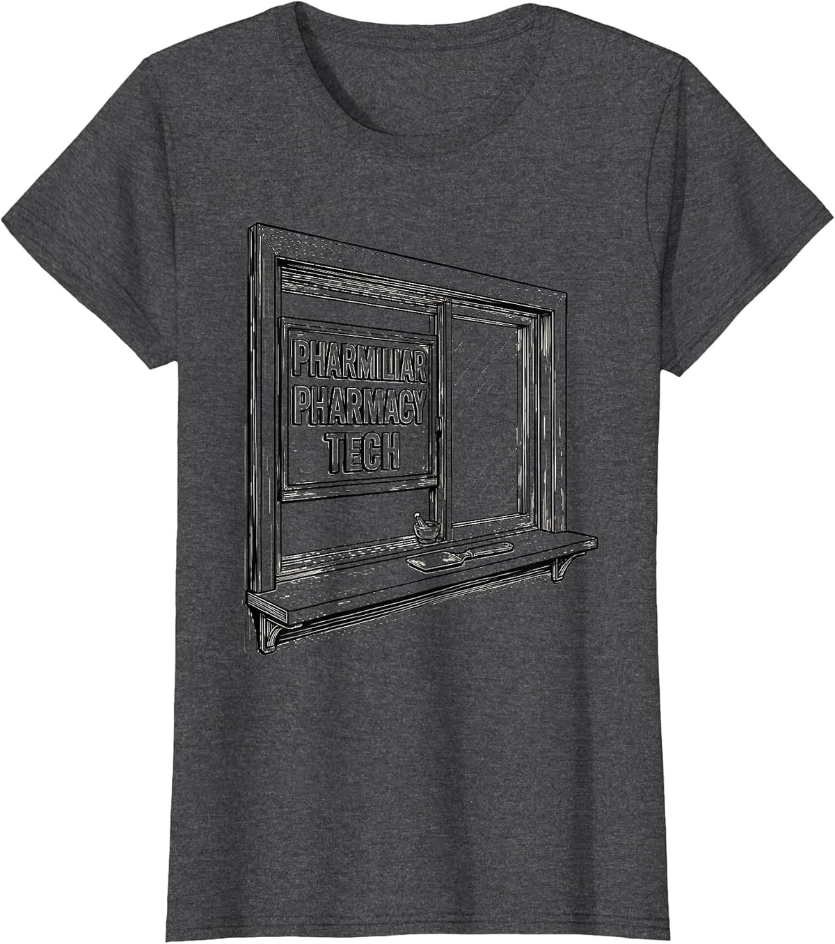Women's Pharmiliar Pharmacy Tech Funny Pharmacy Tech Pharmacist Gift T-Shirt - Dark Heather Grey