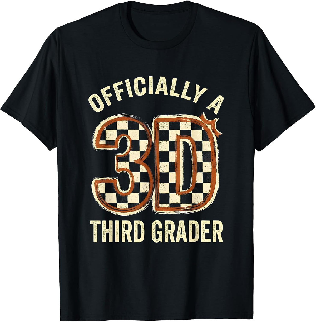 Men's Officially A Third Grader Playful Teacher Girl Back To T-Shirt - Black