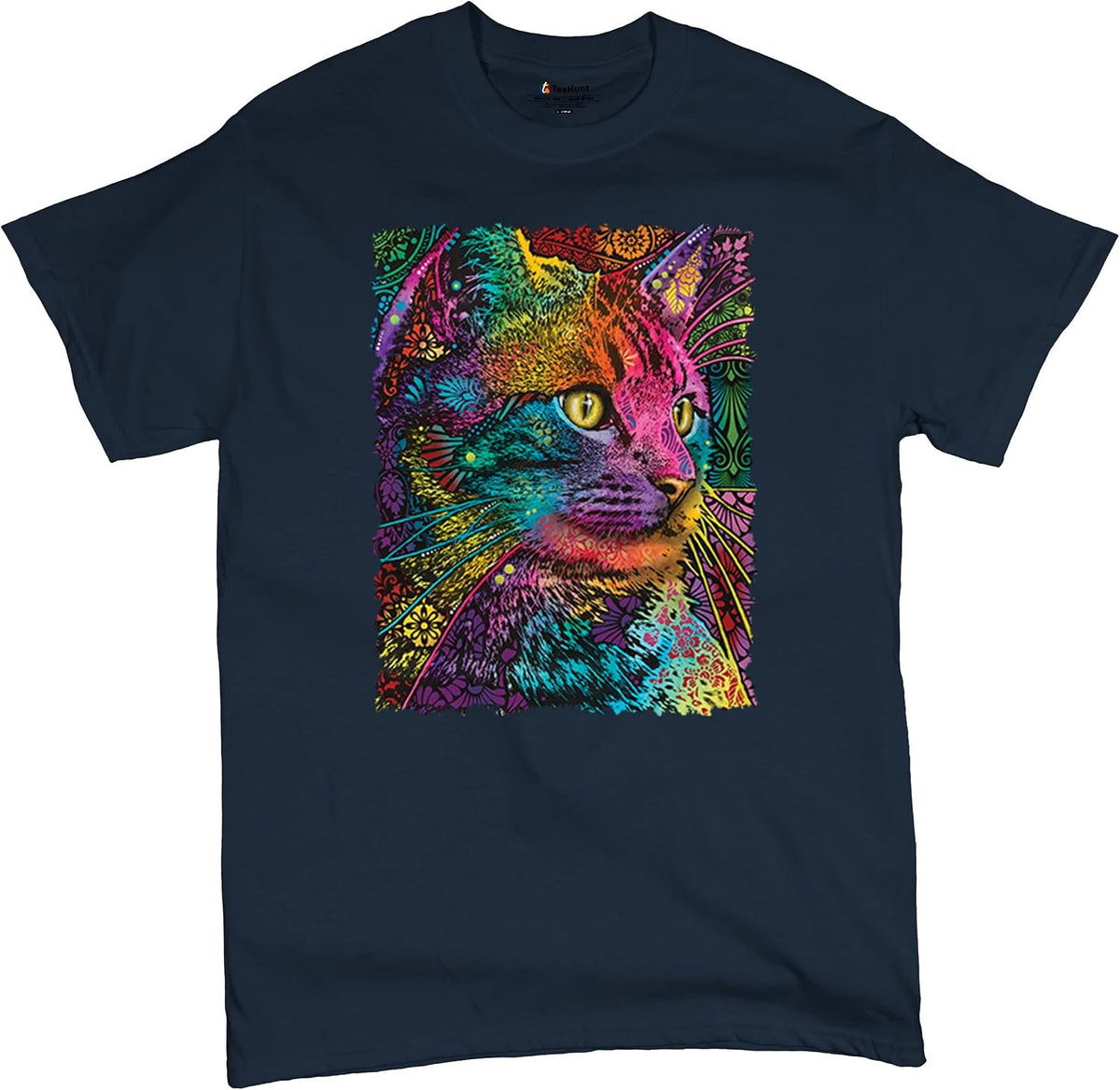 Lovable Cat T-Shirt Dean Russo Colorful Felis Catus Men's Tee - Navy Blue