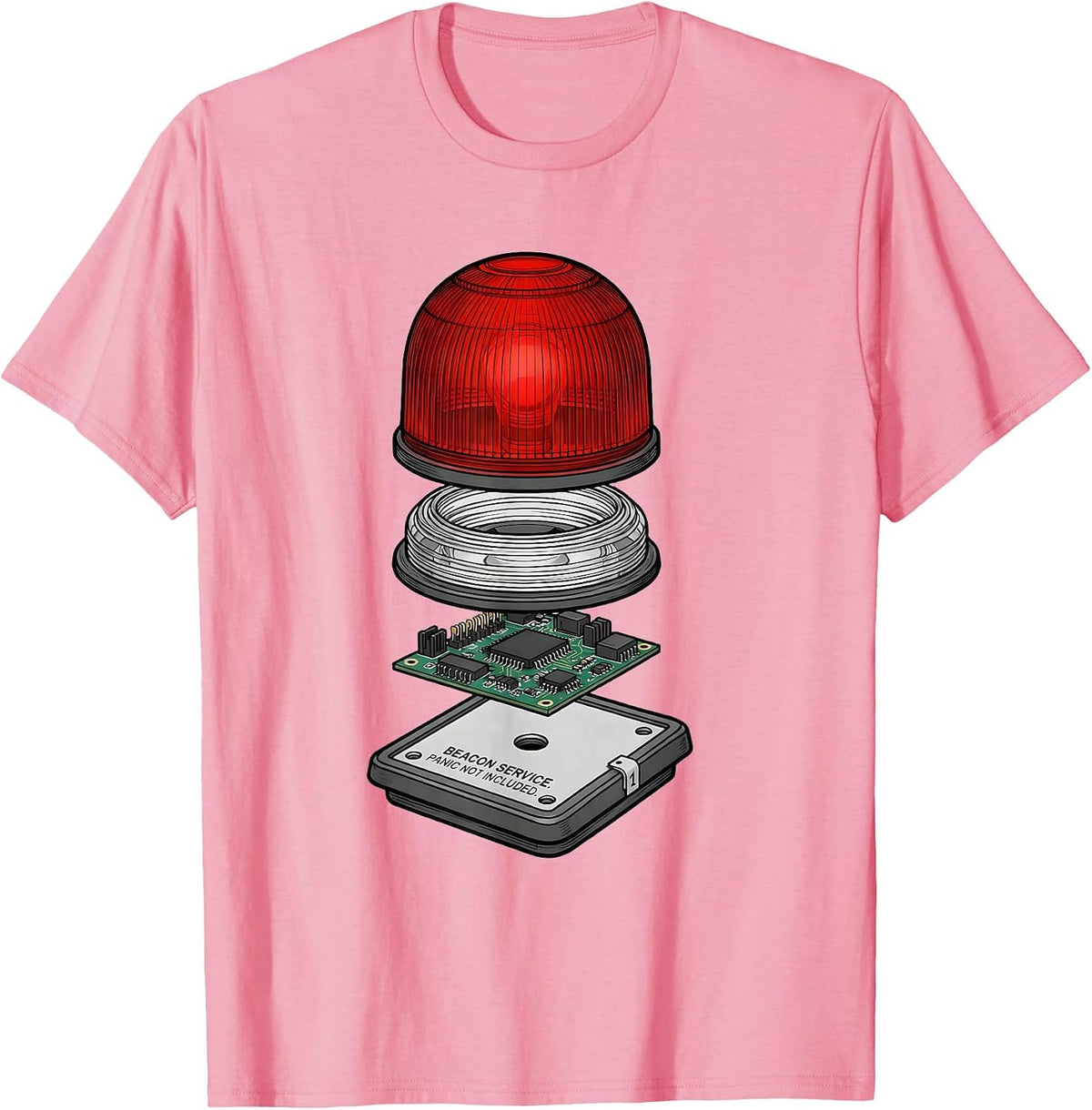 Men's Beacon Service Panic Not Included Funny EMT Paramedic Dark T-Shirt - Pink