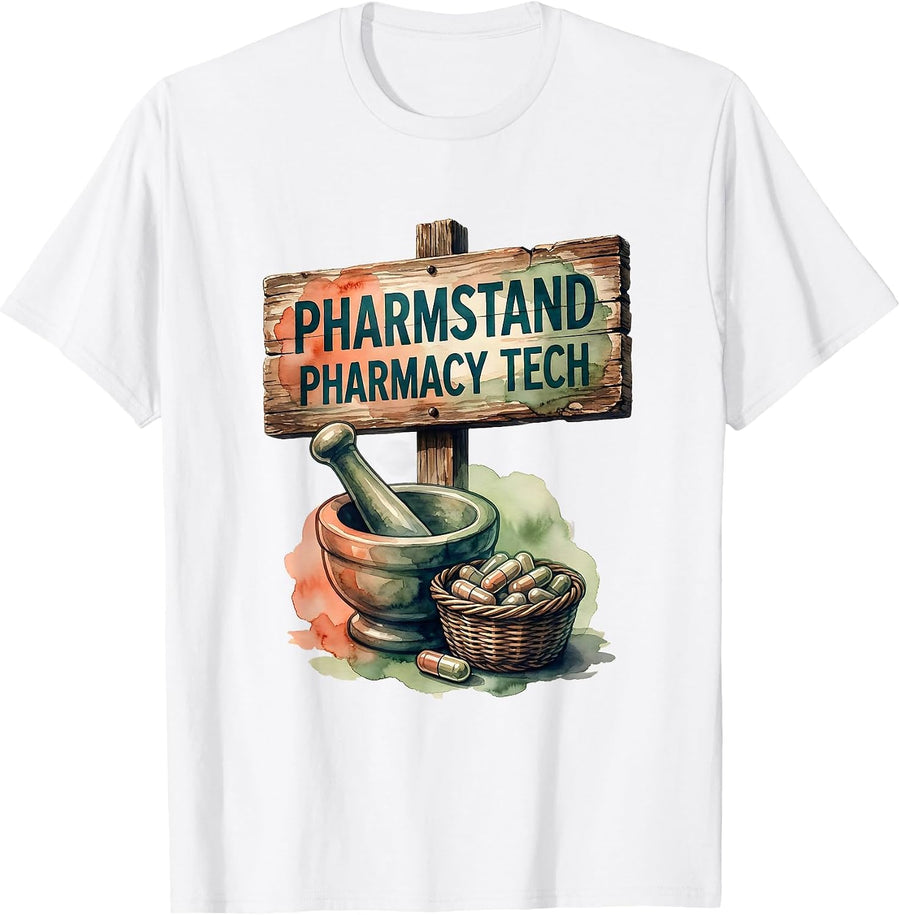 Men's Pharmstand Pharmacy Tech Funny Pharmacy Tech Gift T-Shirt - White