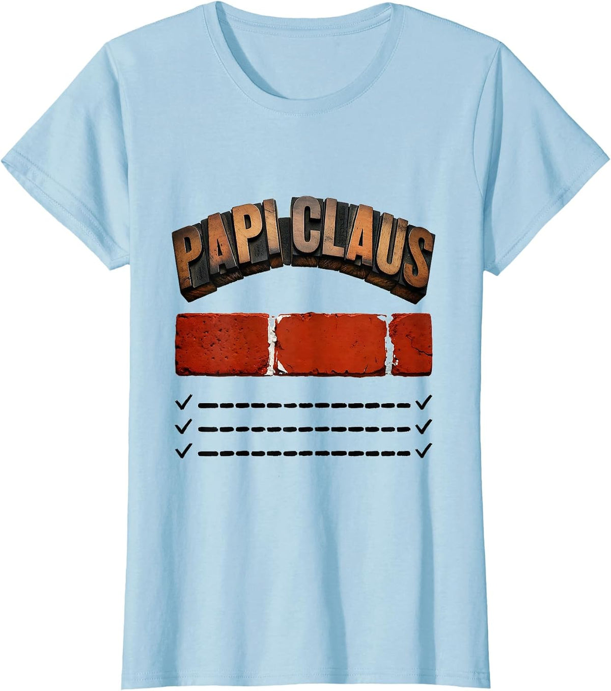 Women's Papi Claus Festive Family Holiday Matching Pajama Role T-Shirt - Baby Blue