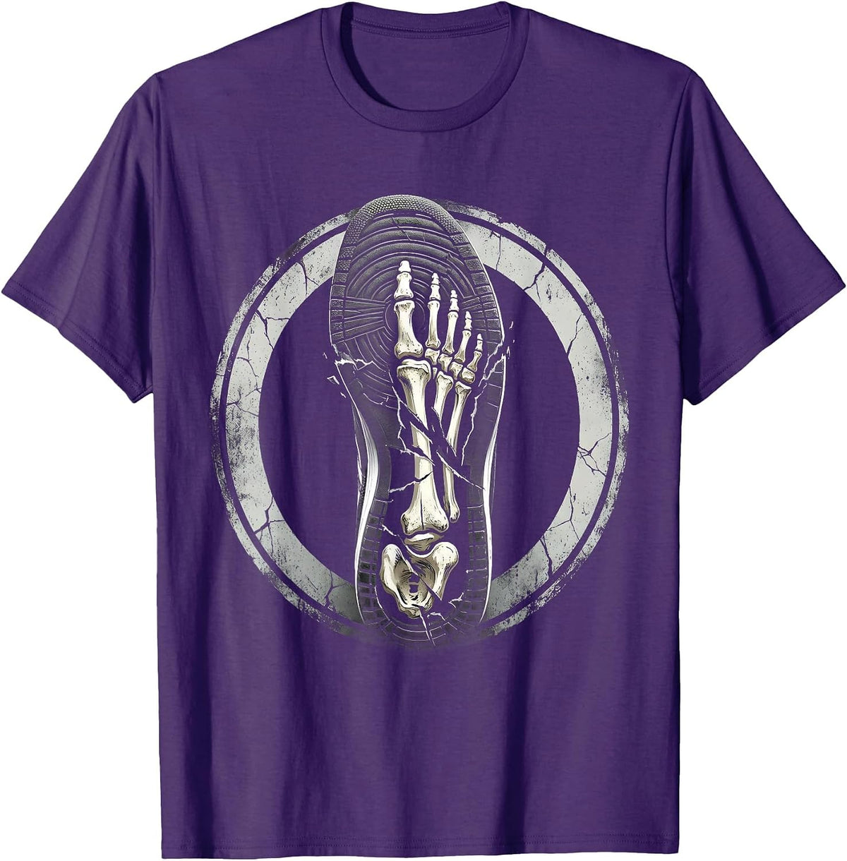 Grunge Worn Sneaker Sole With Exposed Bones T-Shirt - Purple