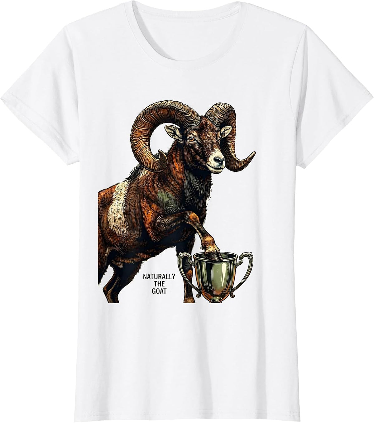 Women's Naturally The GOAT Funny Farm Animal Humor Novelty T-Shirt - White