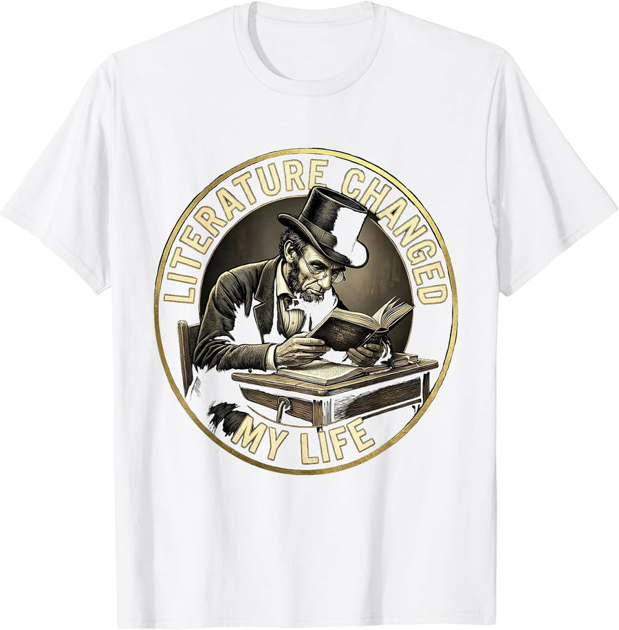 Men's Literature Changed My Life English Teacher Design T-Shirt - White