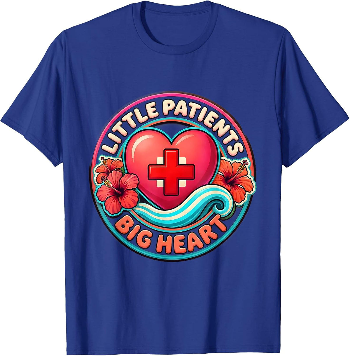 Men's Little Patients Big Heart School Nurse Design T-Shirt - Royal Blue