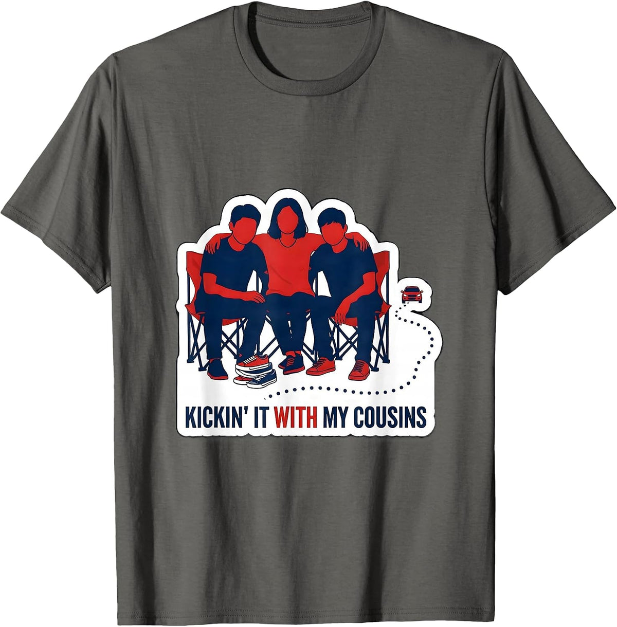 Kickin It With My Cousins Funny Family Reunion Matching T-Shirt - Asphalt Grey