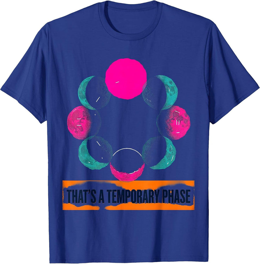 That's A Temporary Phase Risograph Lunar Cycle Astronomy T-Shirt - Royal Blue