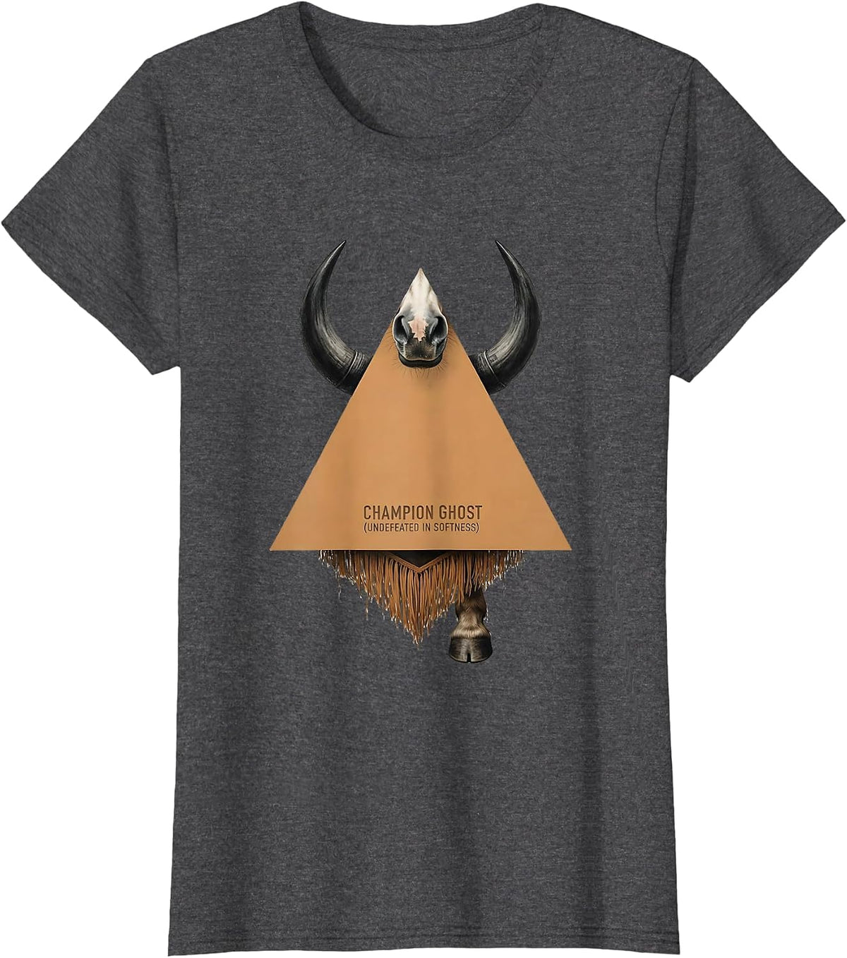 Women's Champion Ghost Undefeated in Softness Highland Cow T-Shirt - Dark Heather Grey