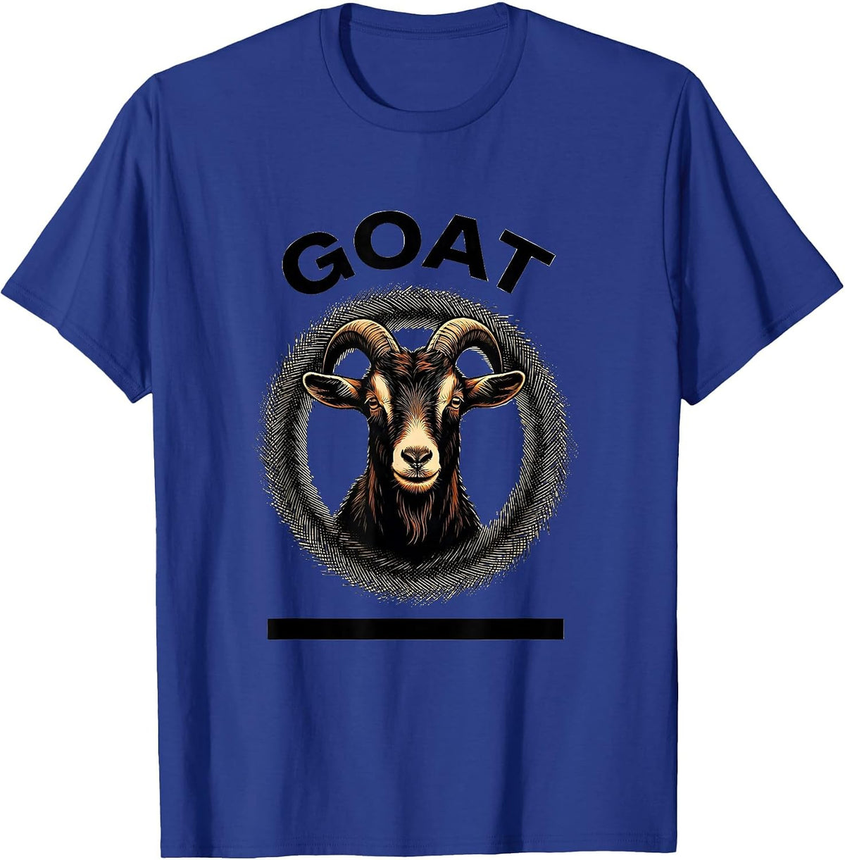 Men's Goat Minimalist Badge Patch Line Art Animal T-Shirt - Royal Blue