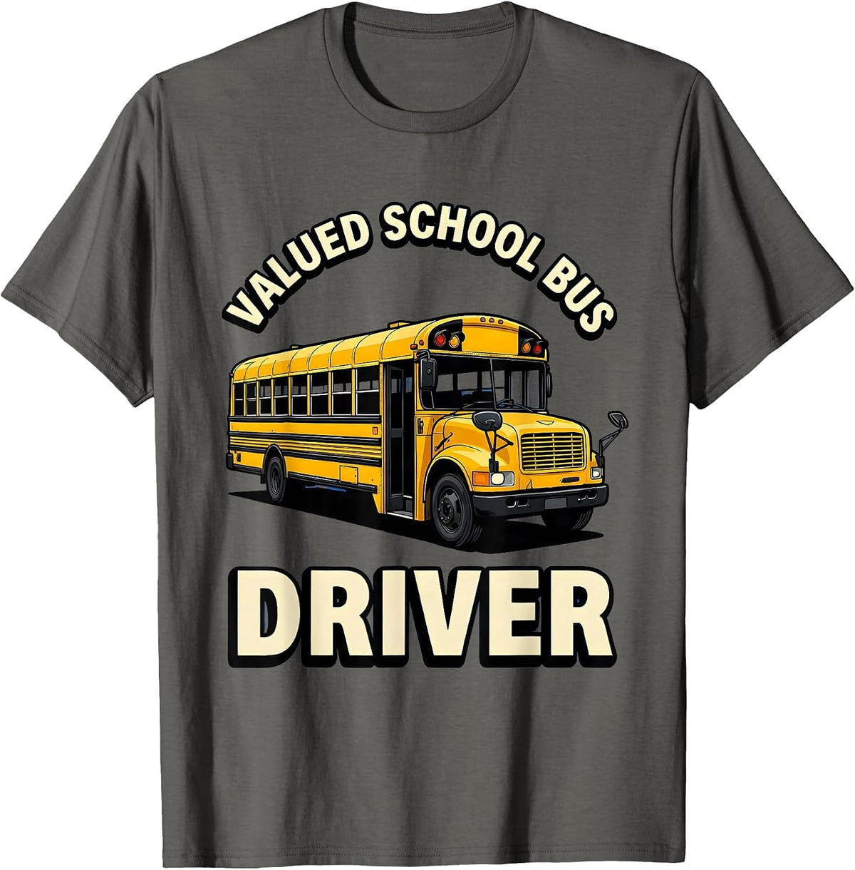 Men's Valued School Bus Driver Cartoon Bus Driver Appreciation T-Shirt - Asphalt Grey