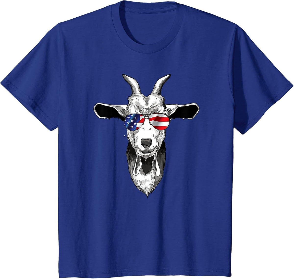 American Goat Cute with USA Sunglasses Patriotic Goat T-Shirt - Royal Blue