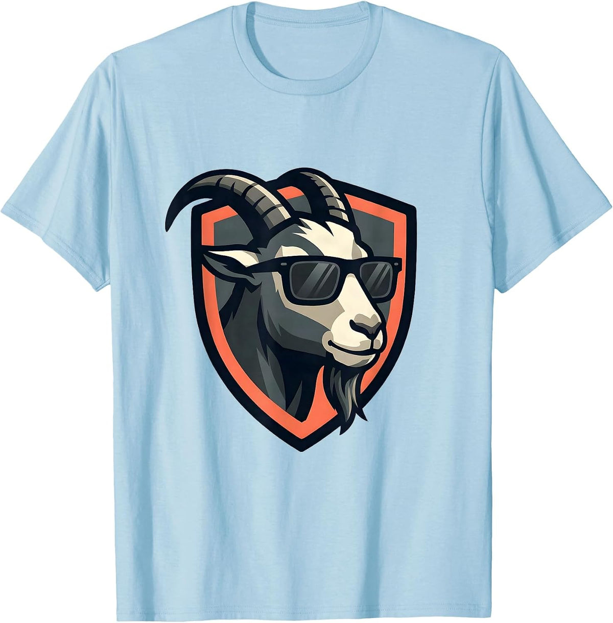 Men's Goat Sunglasses Shield Mascot Logo Novelty T-Shirt - Baby Blue