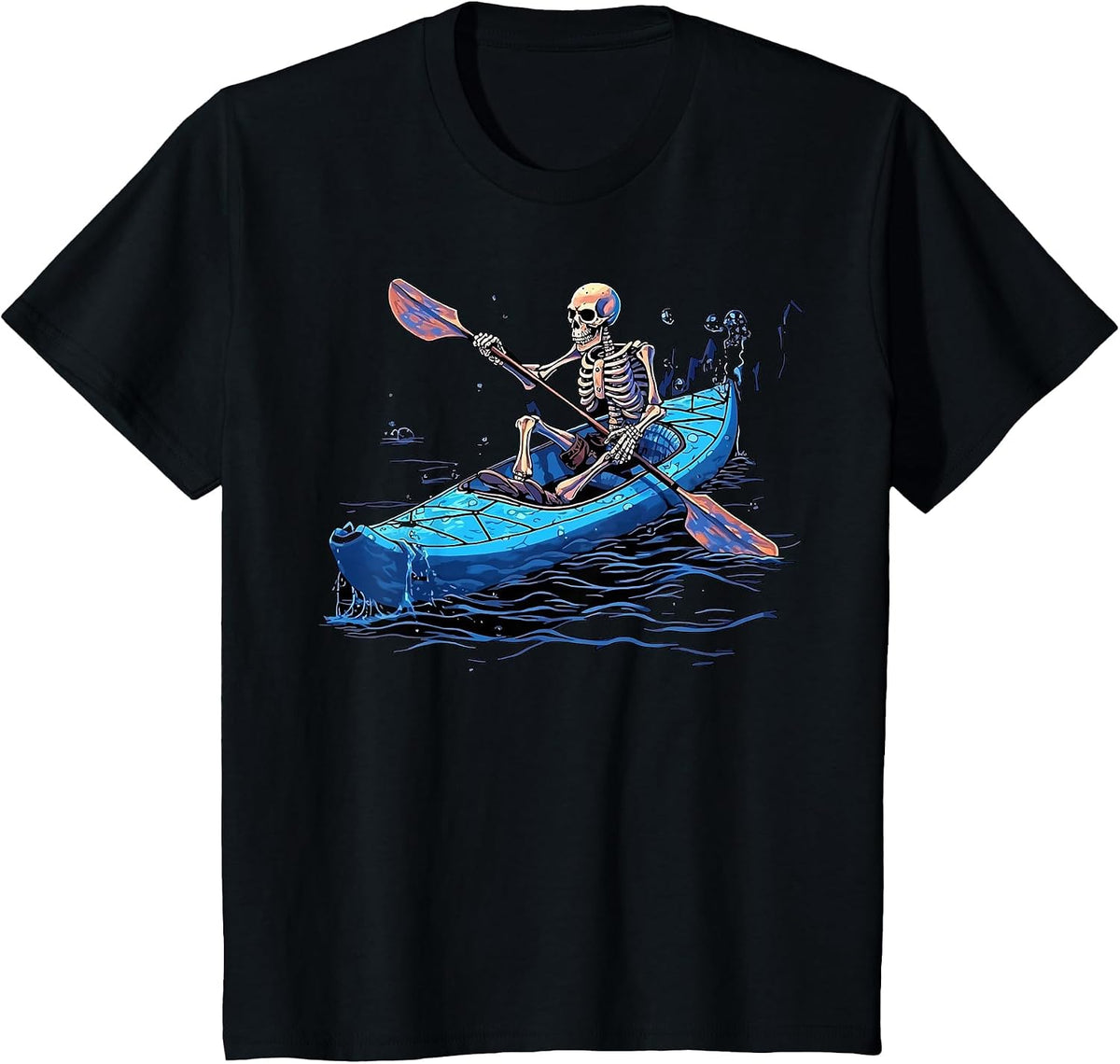 Kayaking Skeleton Kayak Canoe Canoeing Skeleton T-Shirt - Black