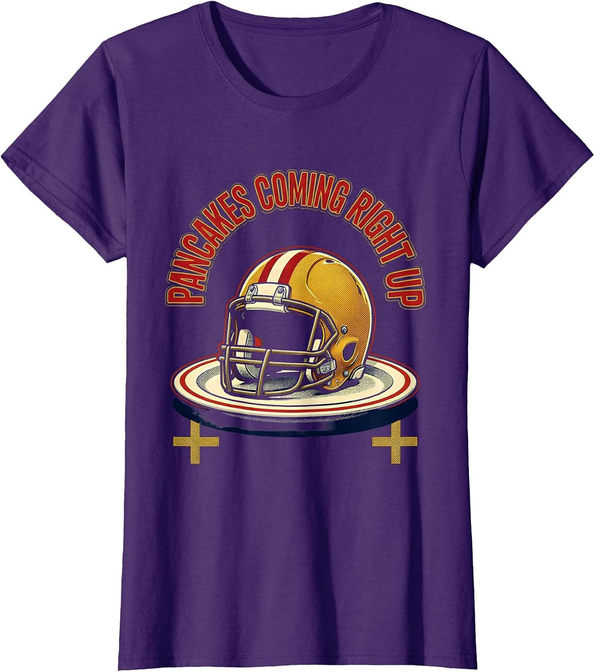 Women's Pancakes Coming Right Up Funny Football Lineman Game-Day T-Shirt - Purple