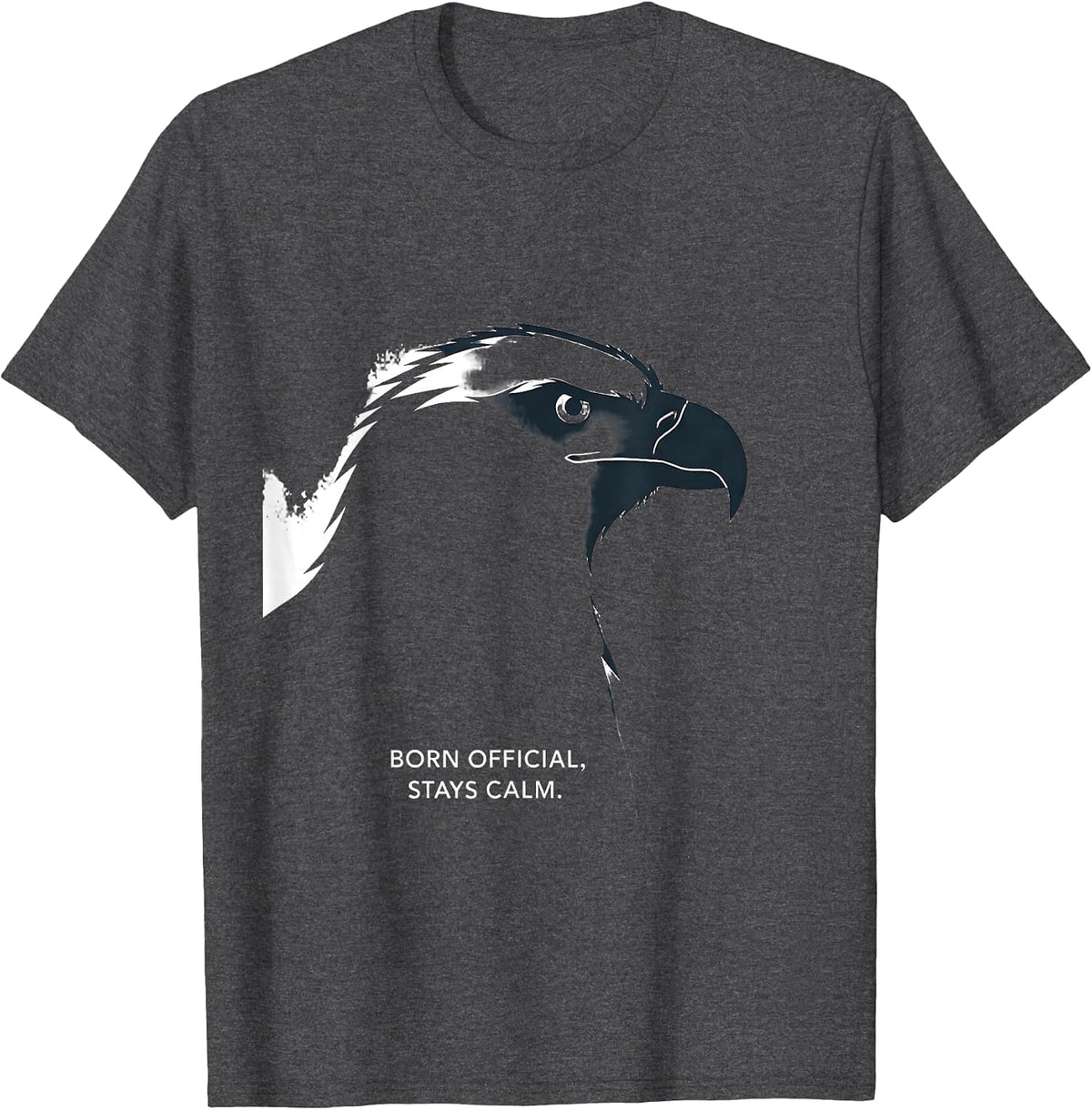 Men's Born Official Stays Calm Minimalist Eagle Eagle Lover Gift T-Shirt - Dark Heather Grey