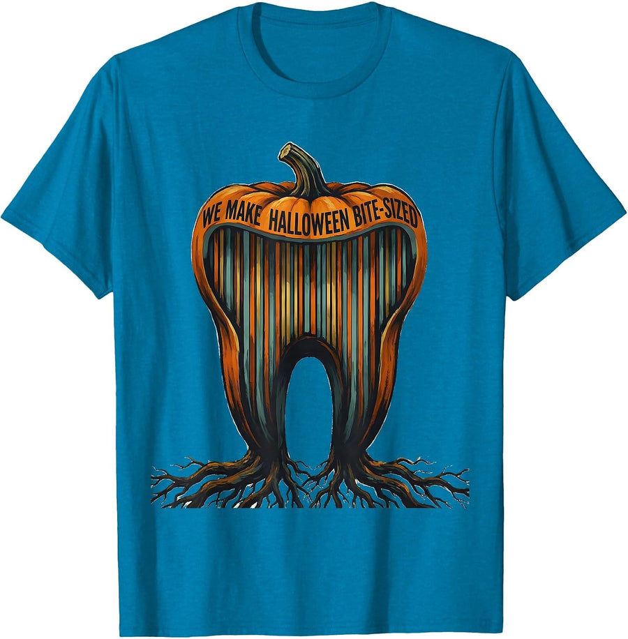 We Make Halloween Bite-Sized Funny Dental Squad Halloween T-Shirt - Sapphire Blue
