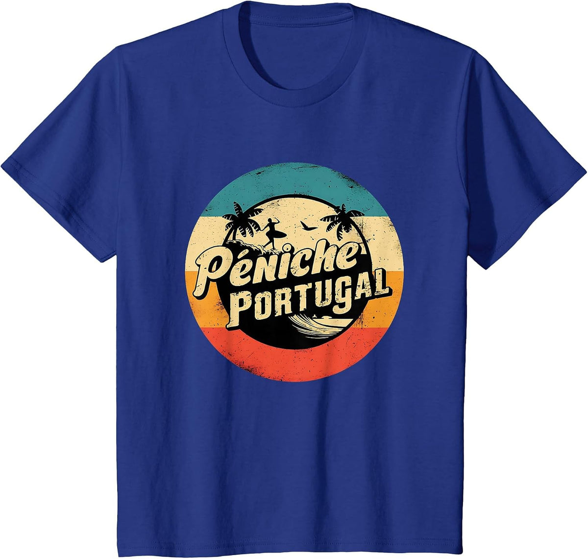 Péniche Portugal City Passionate About Surfing Waves T-Shirt - Royal Blue