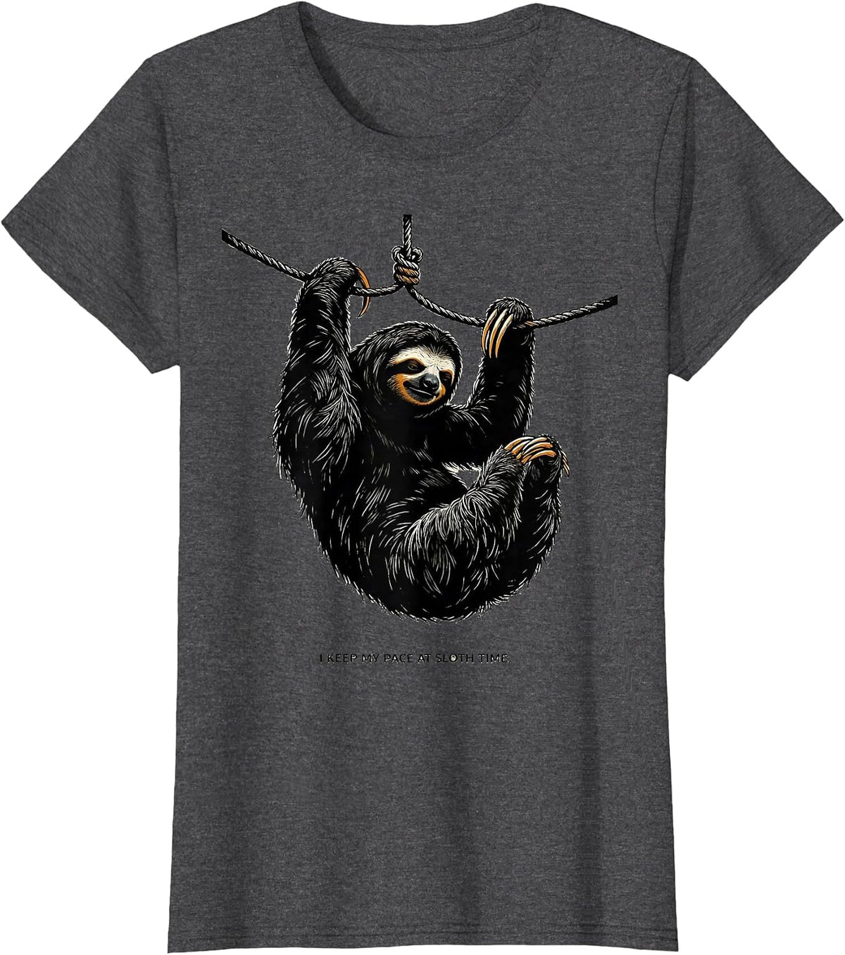 Women's I Keep My Pace At Sloth Time Funny Sloth Lover Humor T-Shirt - Dark Heather Grey