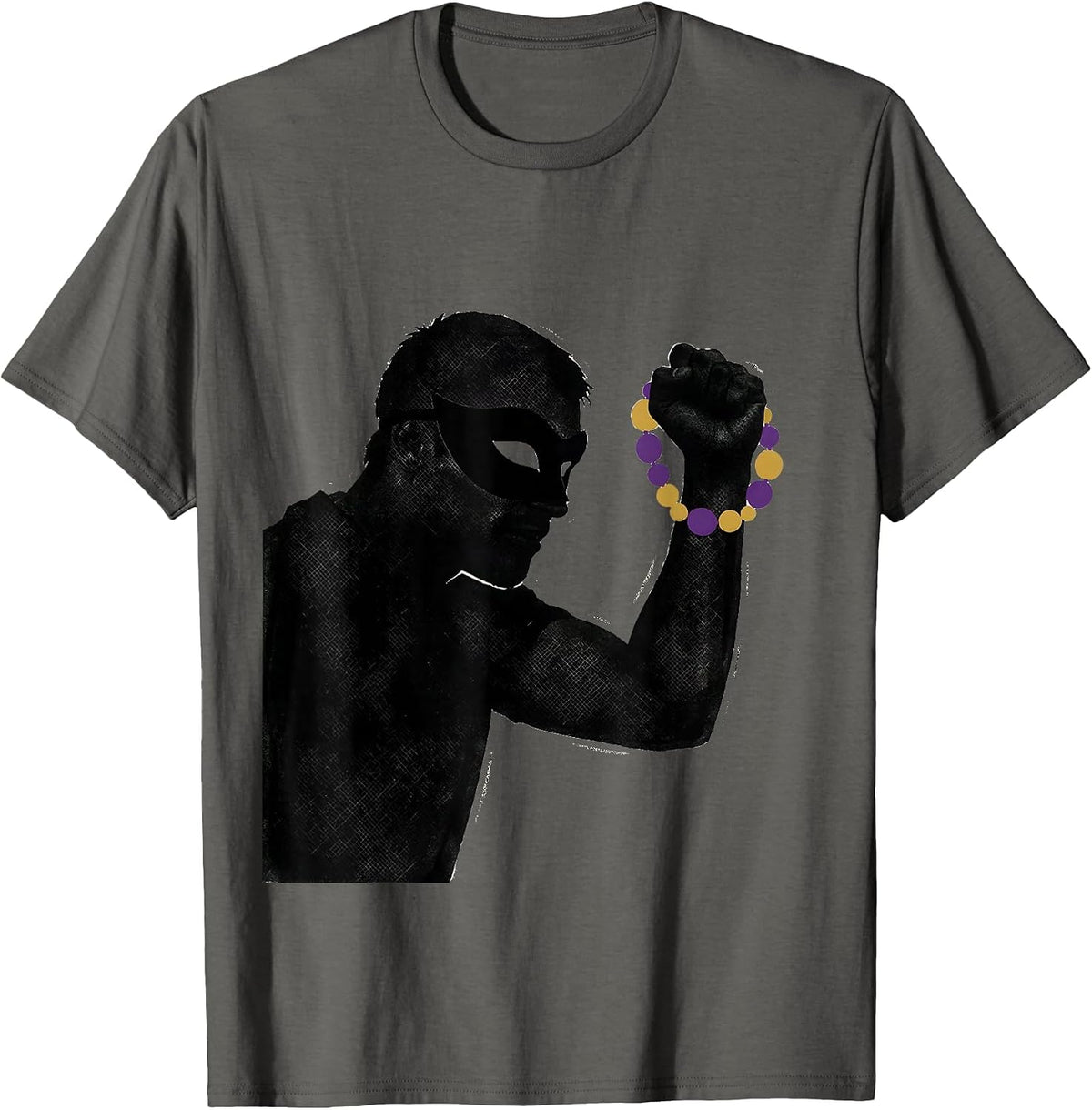 Reveler Mask Stencil Mardi Gras Carnival Party Costume T-Shirt - Asphalt Grey
