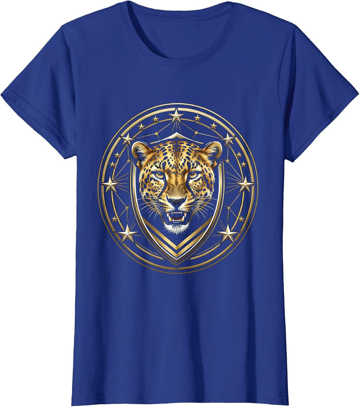 Women's Cheetah Spots to Constellation Stars Graphic T-Shirt - Royal Blue