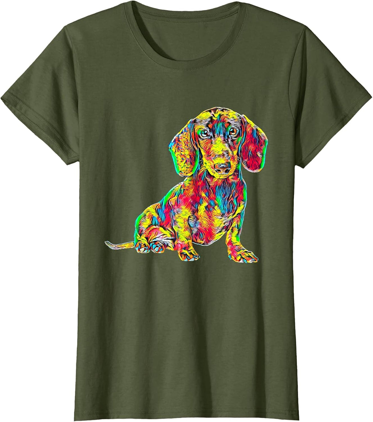 Cool Dachshund Breed Dog T-Shirt - Olive Green
