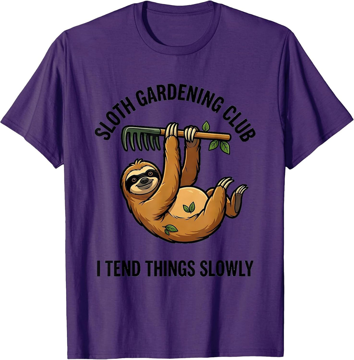 Men's Sloth Gardening Club I Tend Things Slowly Funny T-Shirt - Purple