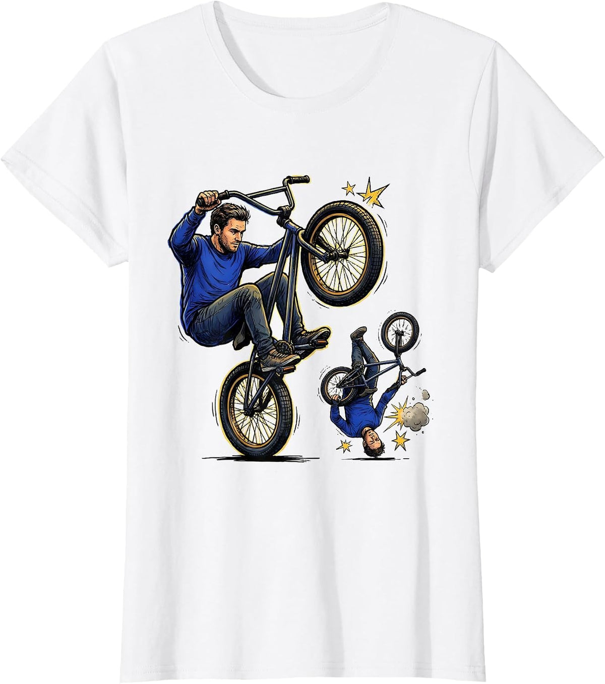 Women's Confident BMX Rider Manual Pose Extreme Sports Fan T-Shirt - White