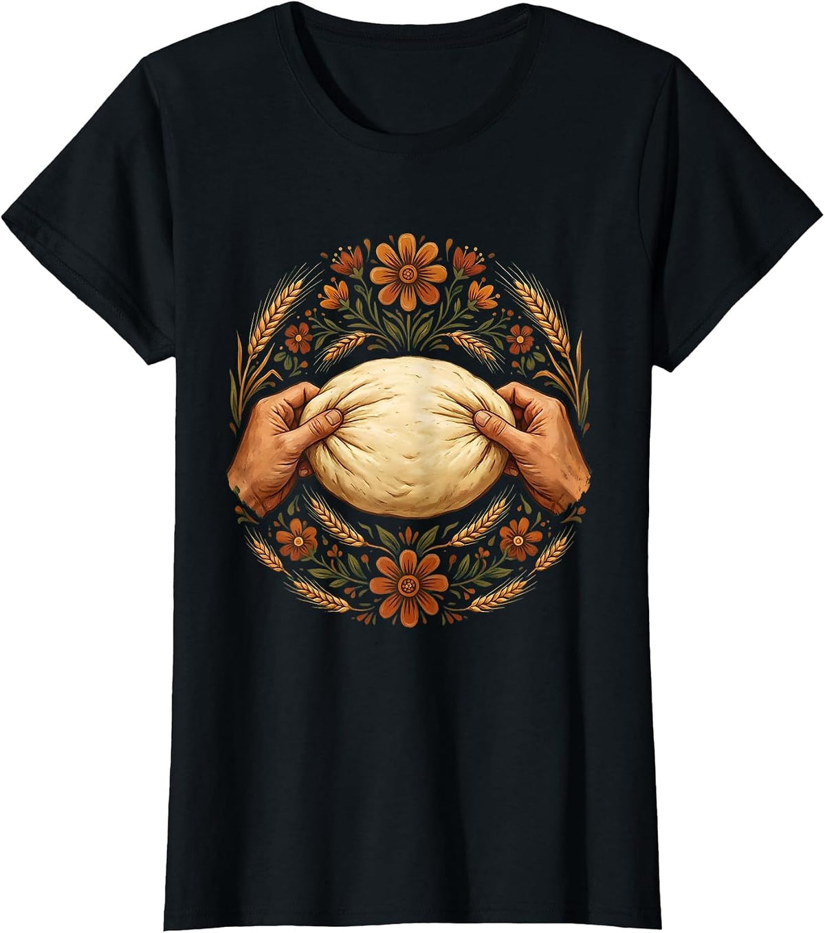 Women's In My Sourdough Era Dough Stretching Illustration T-Shirt - Black