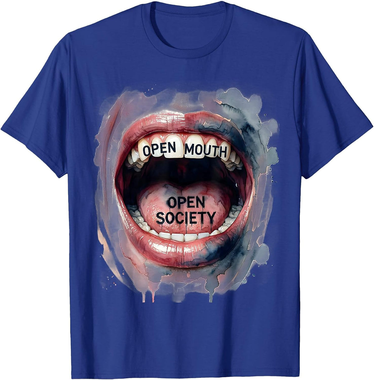 Men's Open Mouth Open Society Free Speech Design T-Shirt - Royal Blue