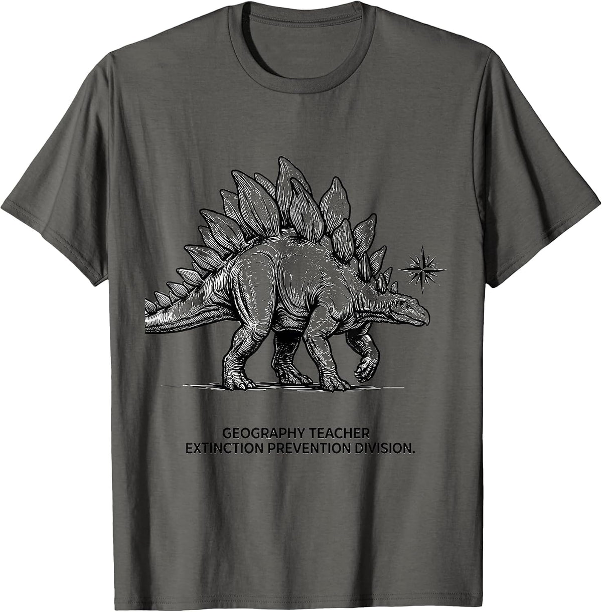 Men's Geography Teacher, Extinction Prevention Division Funny T-Shirt - Asphalt Grey