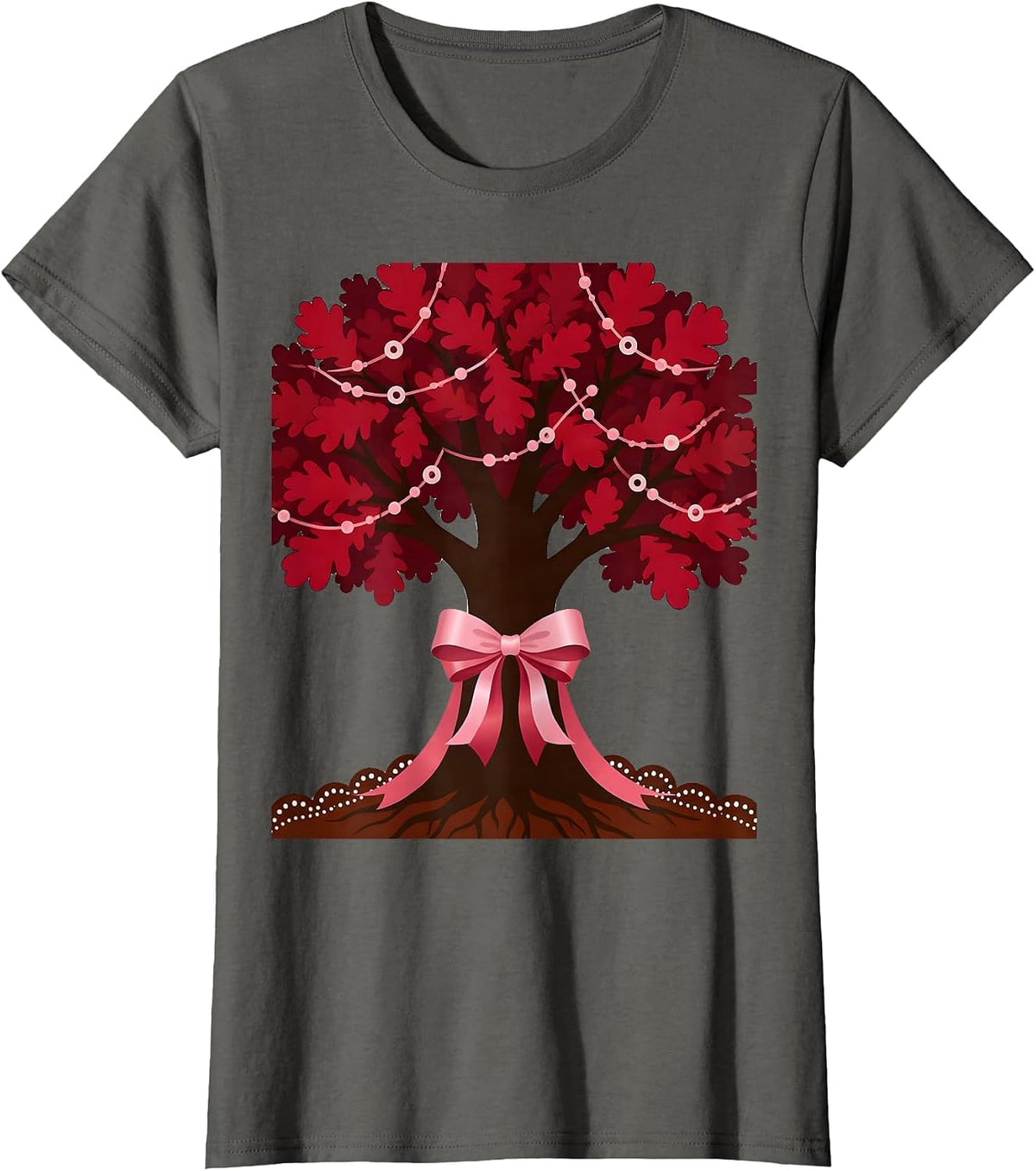 Women's Girl Climbing Oak Tree at Sunset Illustration T-Shirt - Asphalt Grey