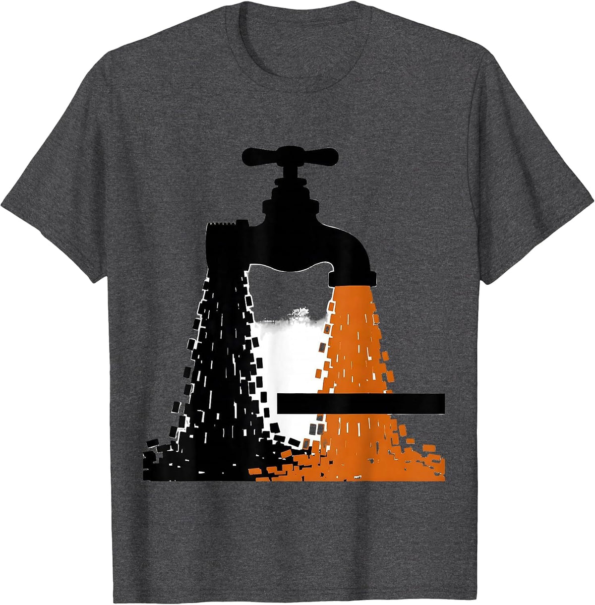 Faucet Pouring Binary Code Digital Art Design T-Shirt - Dark Heather Grey
