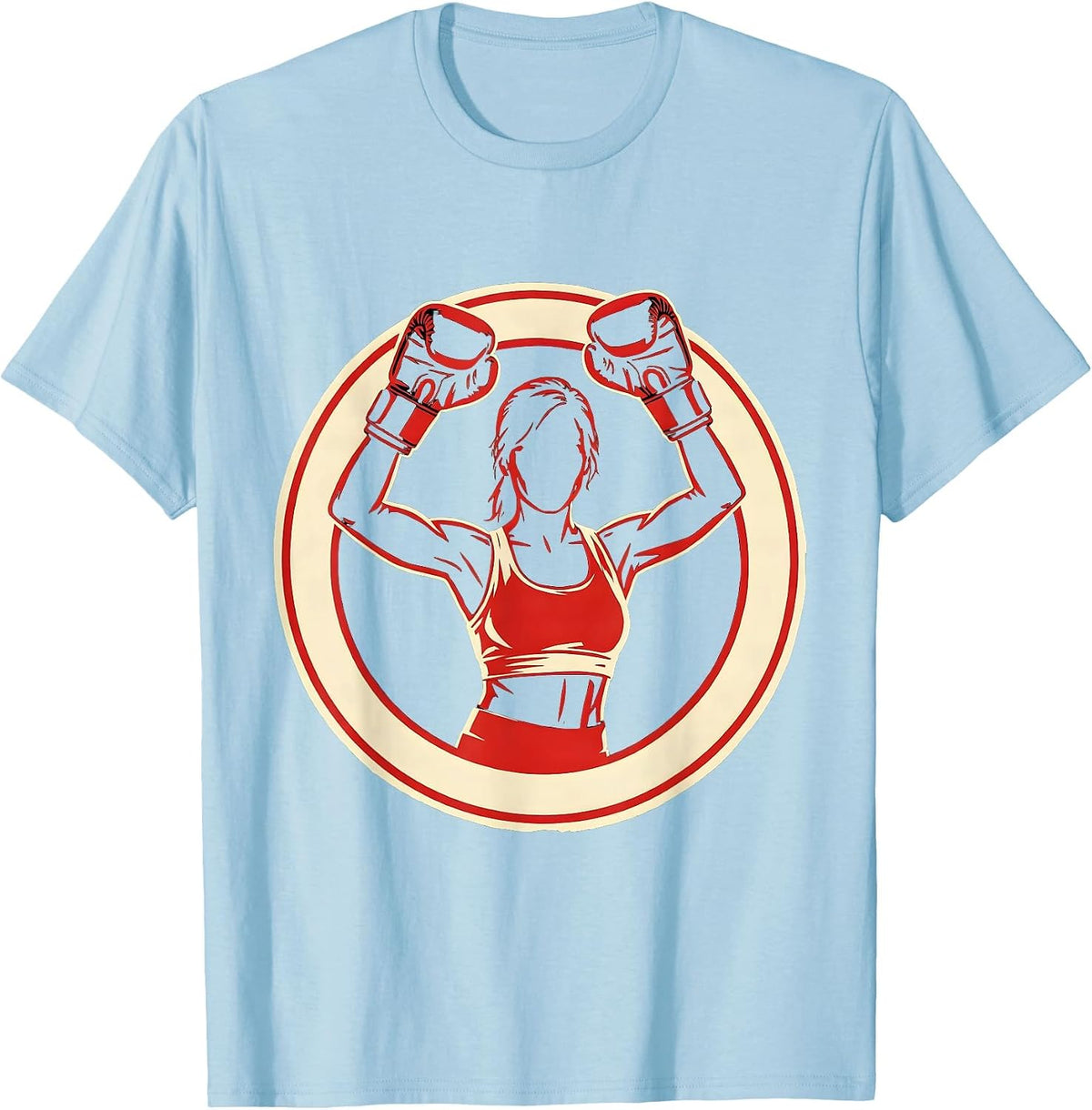 Men's Boxing Gloves Victory Raise Illustration T-Shirt - Baby Blue