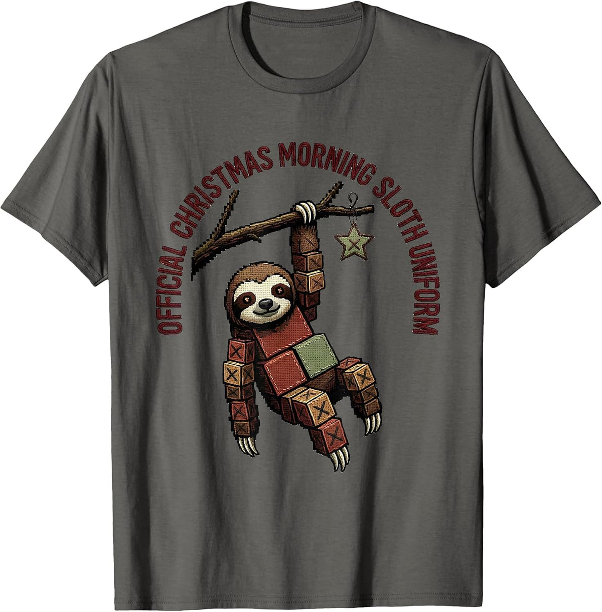 Men's Official Christmas Morning Sloth Uniform Funny Sloth Gift T-Shirt - Asphalt Grey