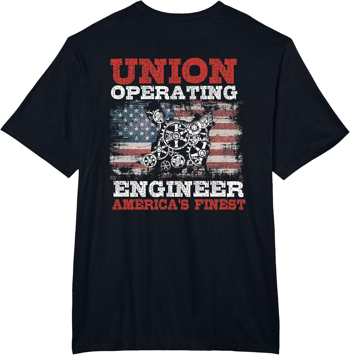 Operating Engineers Design On Back of Clothing T-Shirt - Black