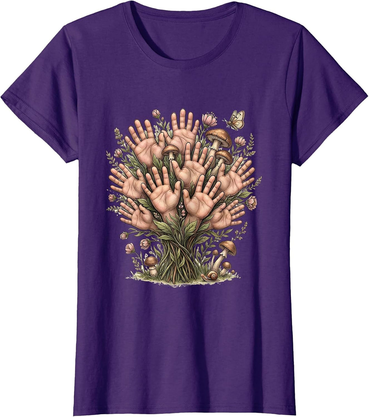 Women's Preschool Teacher Little Hands Paint Print T-Shirt - Purple