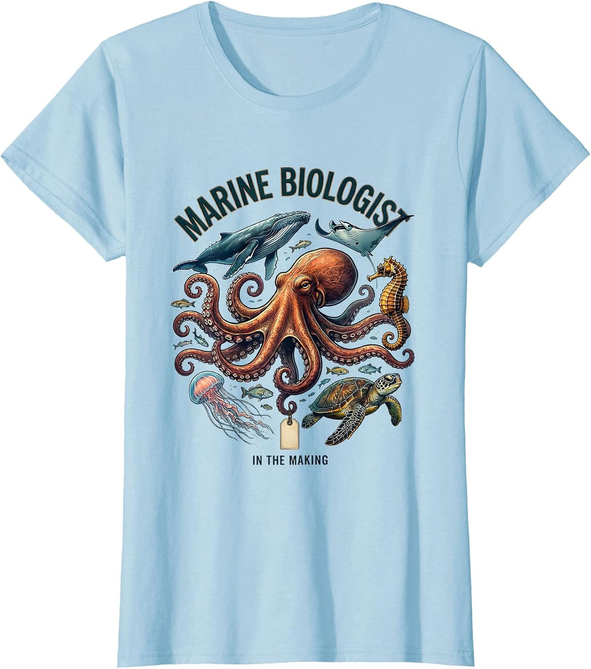 Women's Marine Biologist In The Making Octopus Sea Creature Nature T-Shirt - Baby Blue