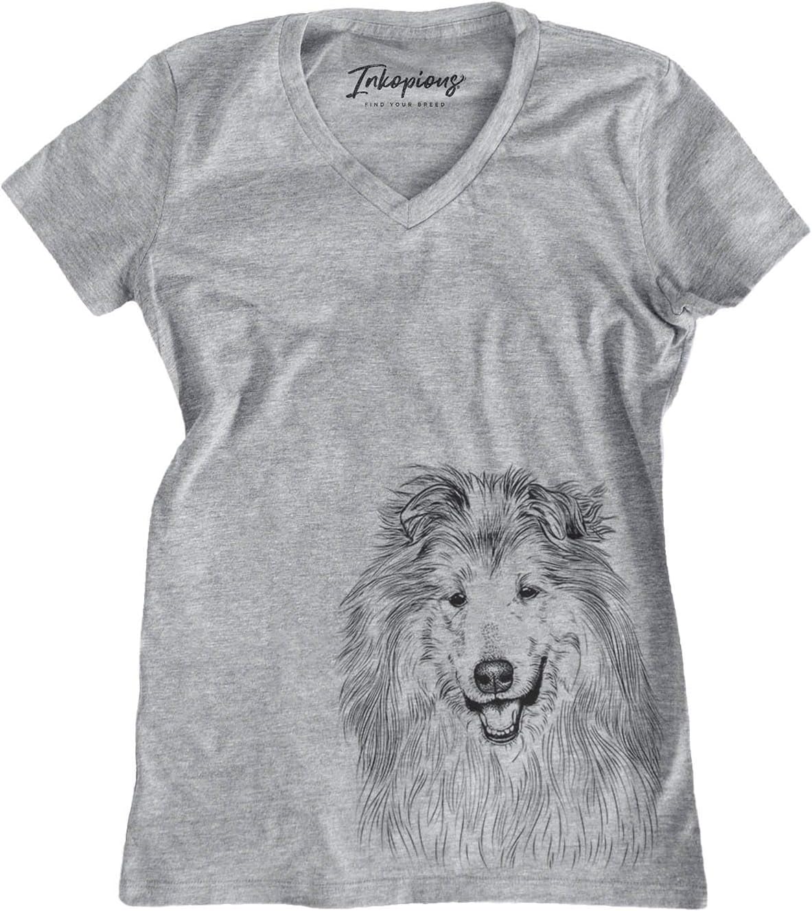 Bare Donnan the Rough Collie Dog Triblend T-Shirt - Grey Modern V-neck