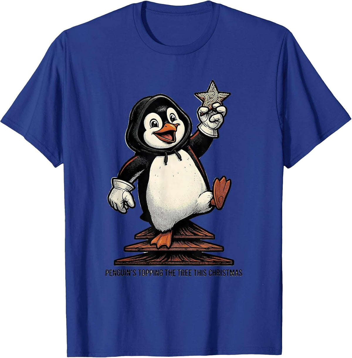 Men's Penguin's Topping The Tree This Christmas Funny T-Shirt - Royal Blue