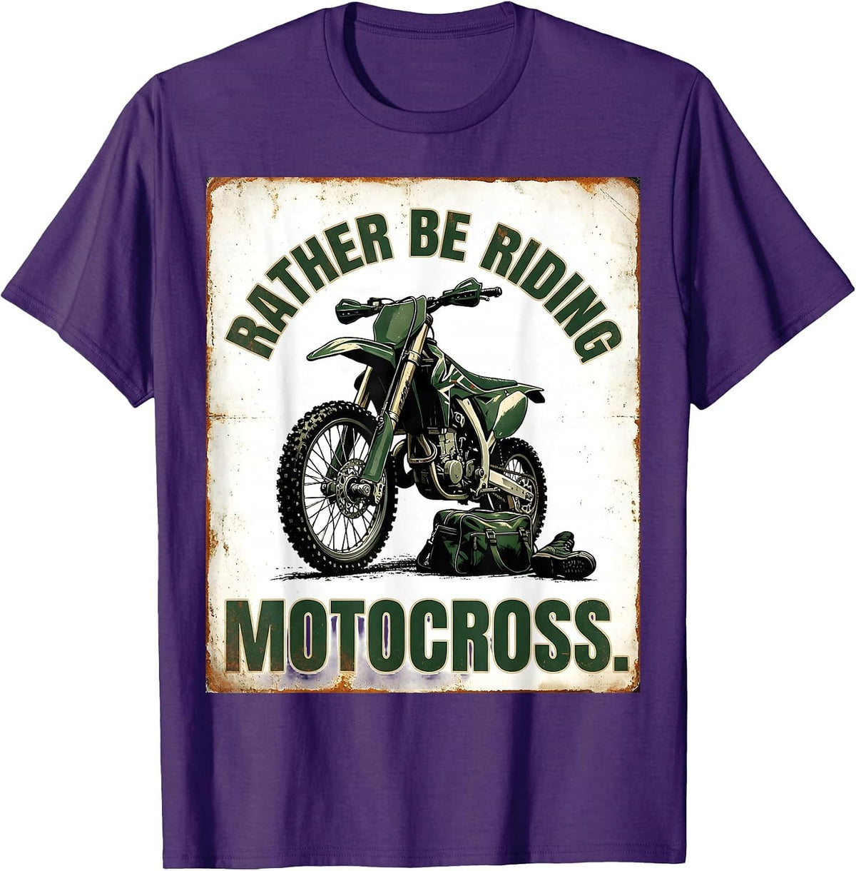 Rather Be Riding Motocross Vintage Dirt Bike Motocross Rider T-Shirt - Purple