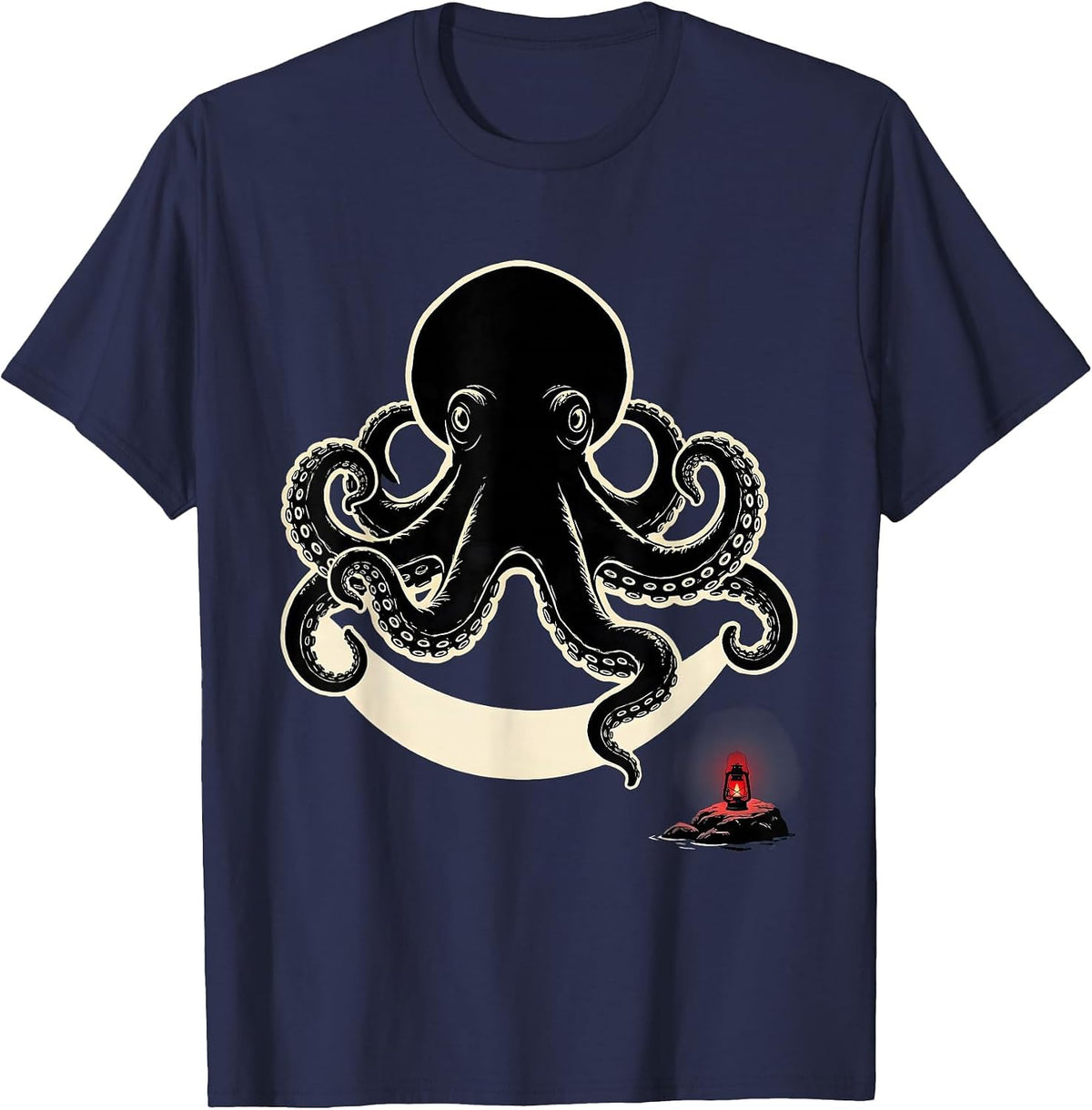 Kraken Sea Monster Vintage Octopus Lover T-Shirt - Navy Blue