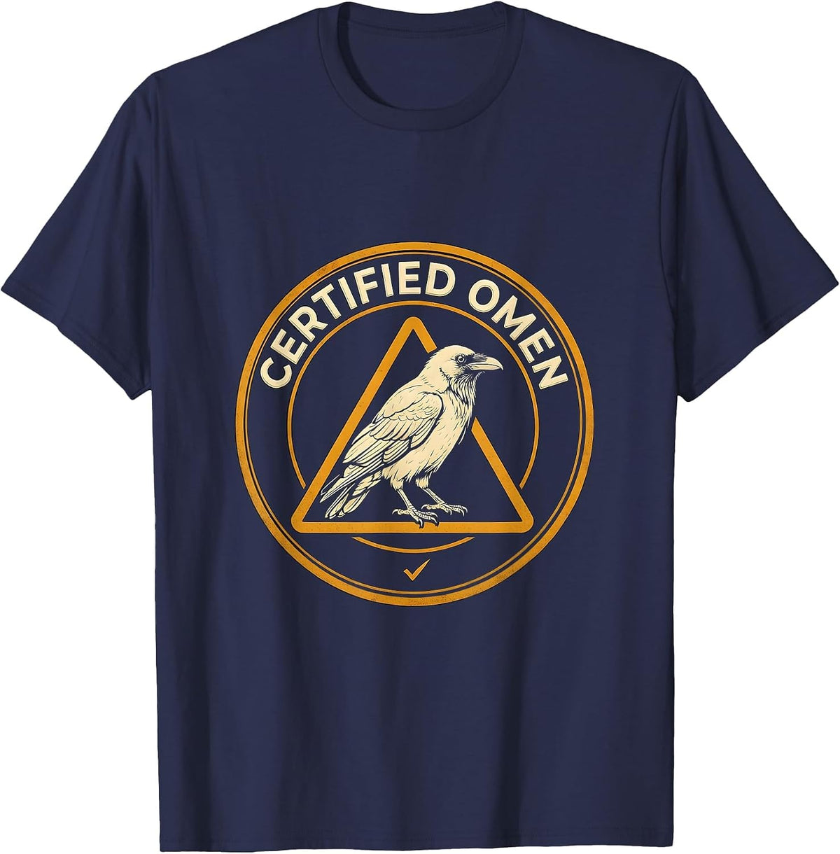 Men's Certified Omen Crow Silhouette Gothic Halloween Dark Humor T-Shirt - Navy Blue
